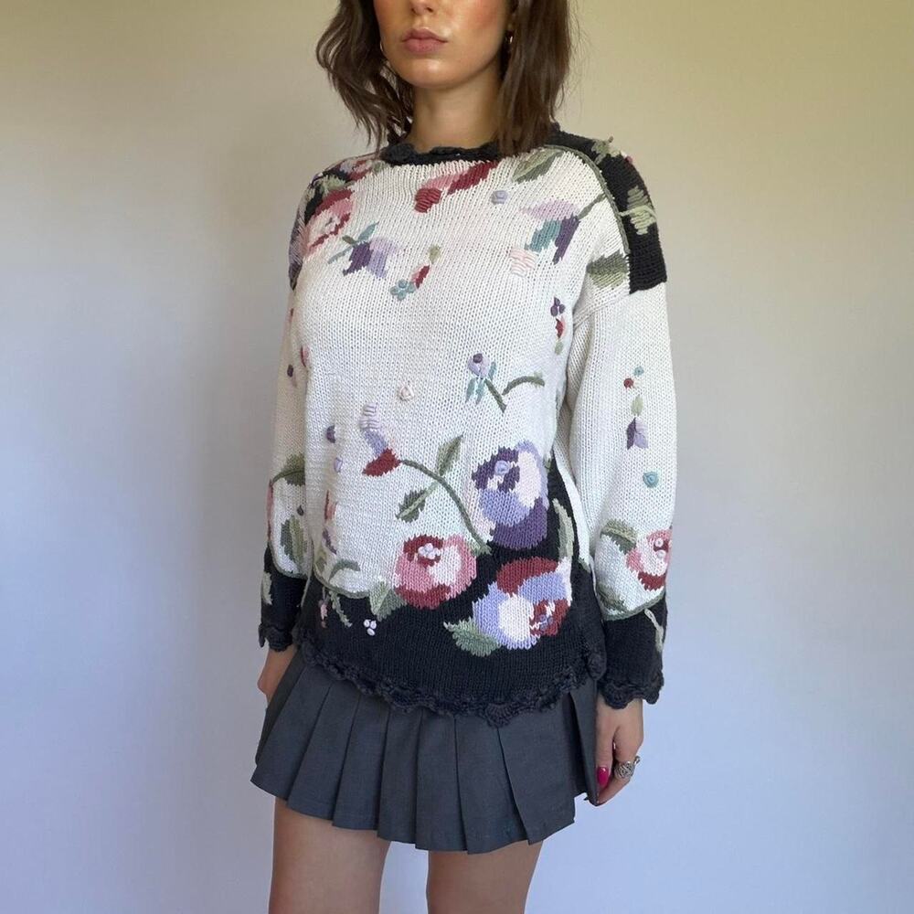 Vintage Rebecca Stone Floral Knit Sweater
